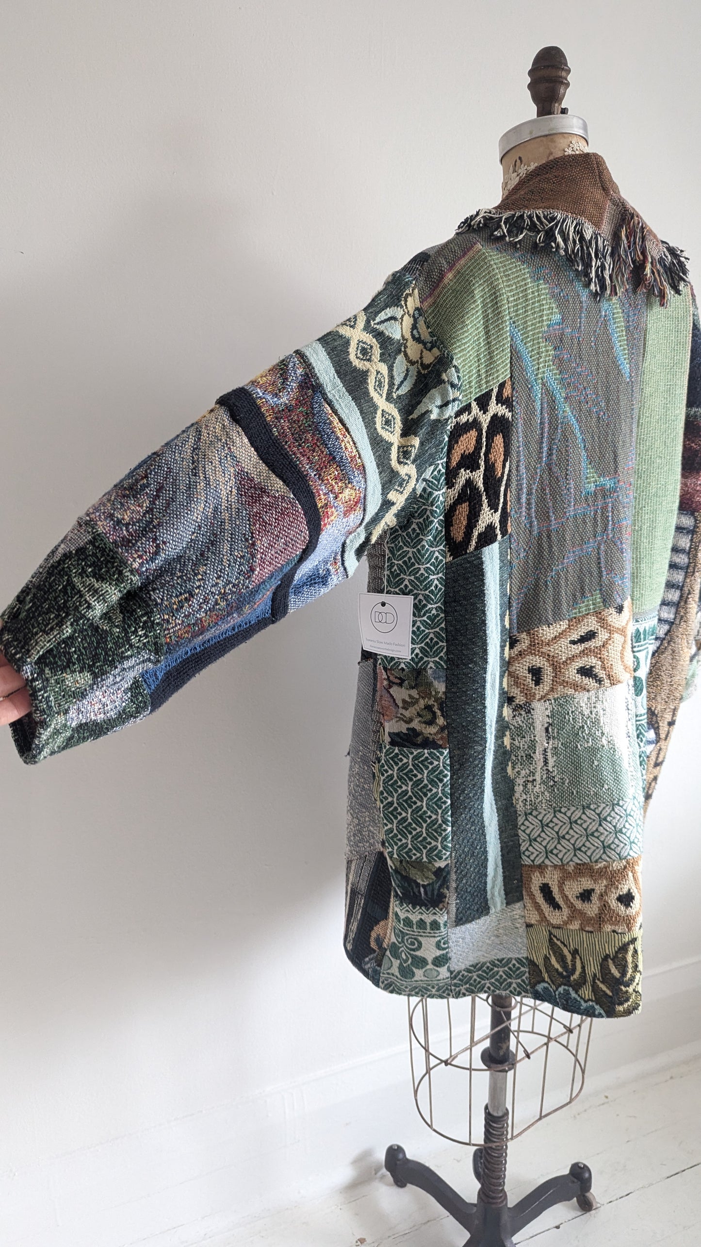 Vivianne Cropped Jacket with Upcycled Throw Blankets & Patchworked M/L #VIVT18