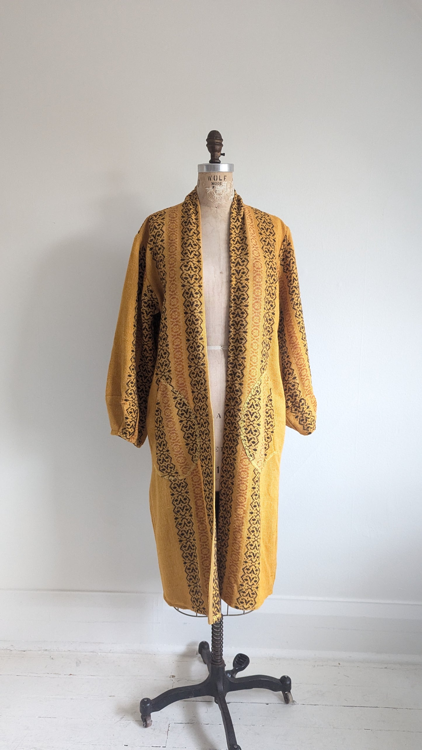 Vivianne Duster with Upcycled Vintage Draperies S/M #VIVT19