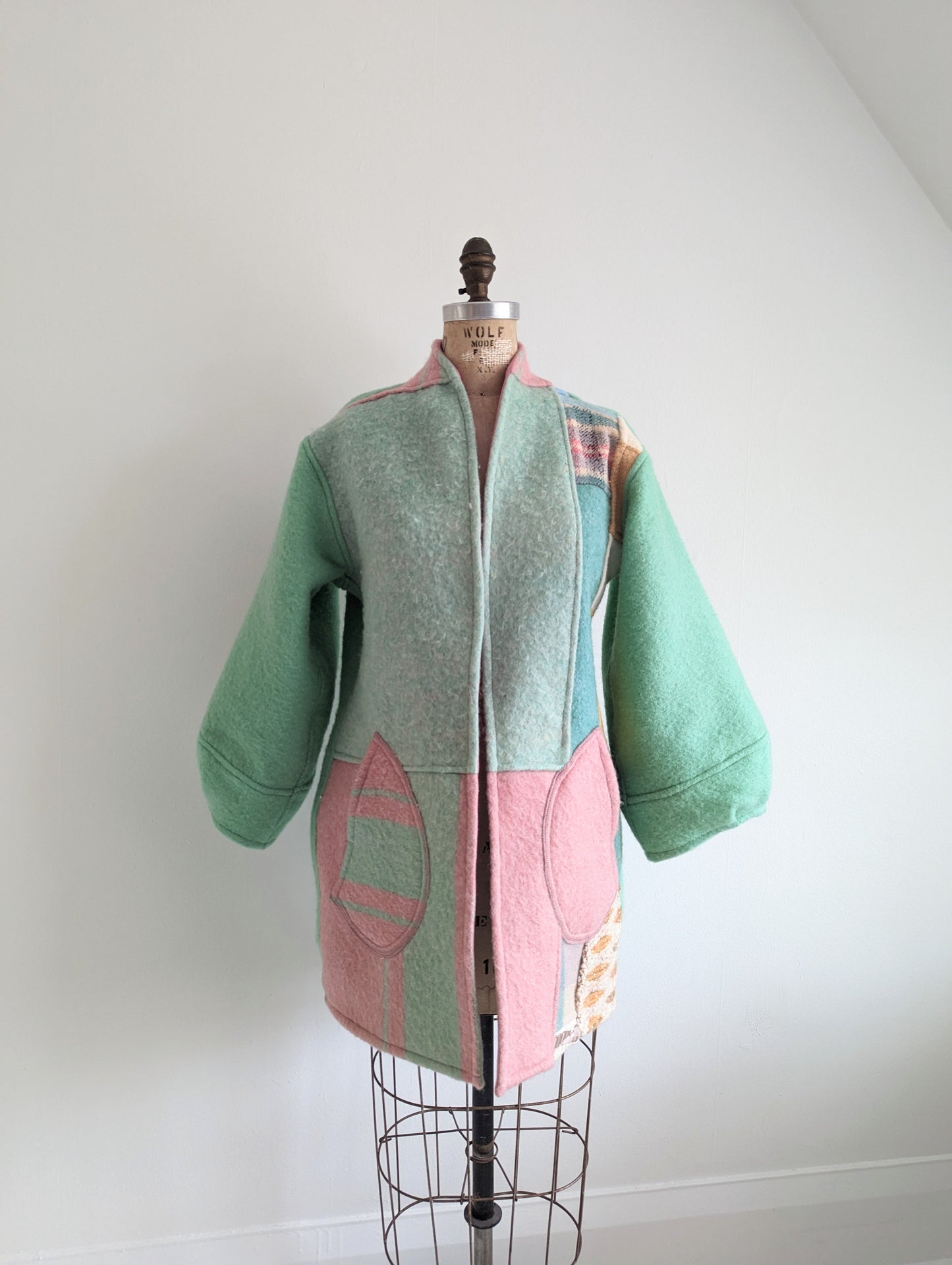 Vivianne Jacket with Upcycled Vintage Wool Patchwork Size S/M #VIVW13