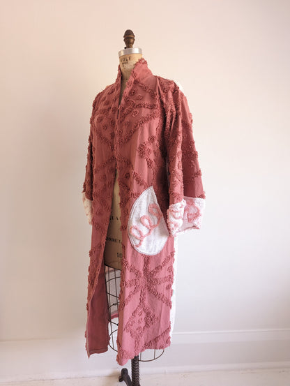 Vivianne Duster with Patchwork Upcycled Vintage Chenille Size S/M #VIVCH7