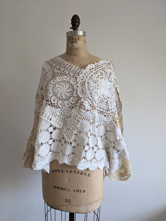 Kym Vintage Doily & Crochet Top Size L/XL #KYMC2
