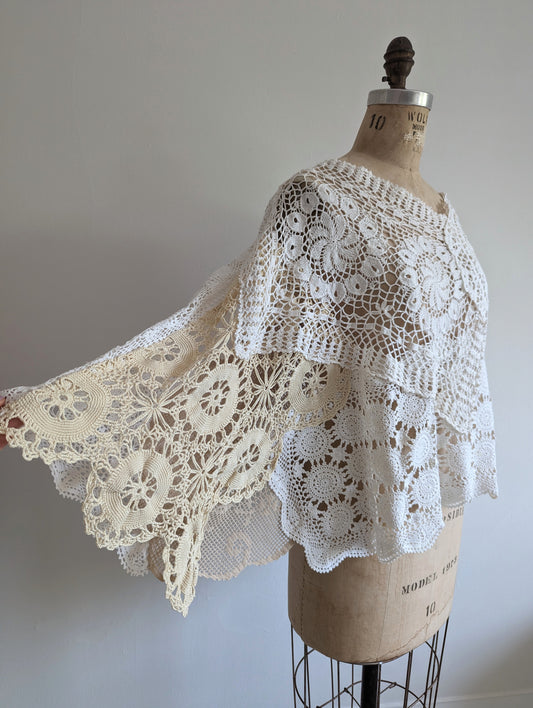 Kym Vintage Doily & Crochet Top Size L/XL #KYMC2