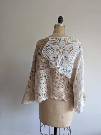 Kym Vintage Doily & Crochet Top Size L/XL #KYMC2