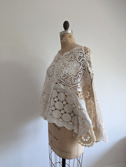 Kym Vintage Doily & Crochet Top Size L/XL #KYMC2