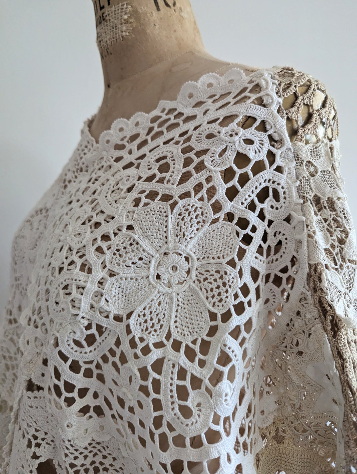 Kym Vintage Doily & Crochet Top Size L/XL #KYMC2