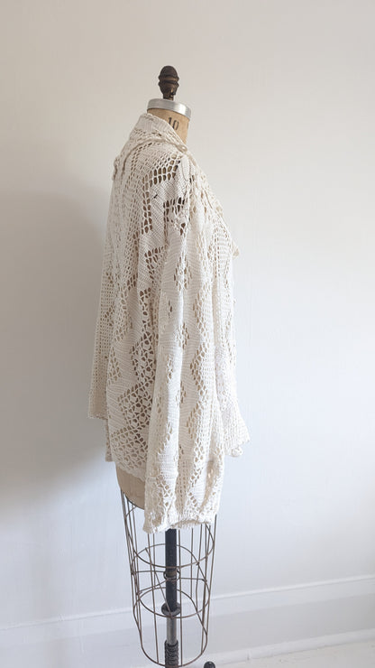 Vivianne Jacket Upcycled Cotton Crochet Size XL/2X #VIVCR3