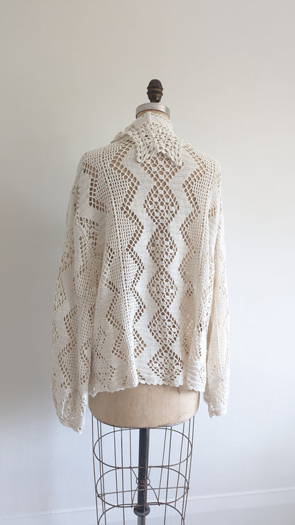 Vivianne Jacket Upcycled Cotton Crochet Size XL/2X #VIVCR3