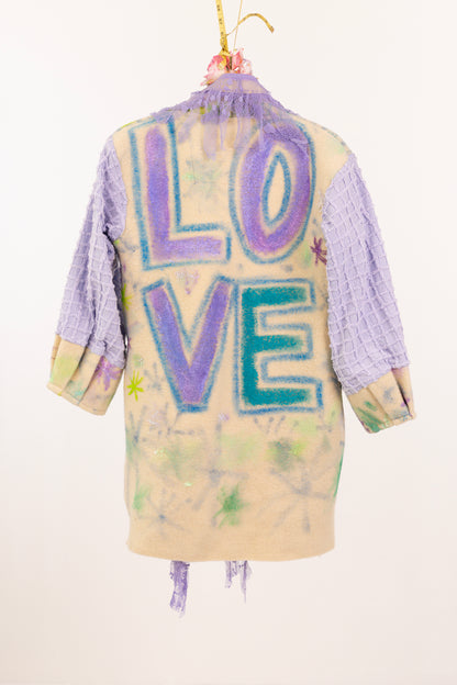 Love Notes Collection Vintage Wool & Chenille LOVE Jacket #COL53 Size S/M