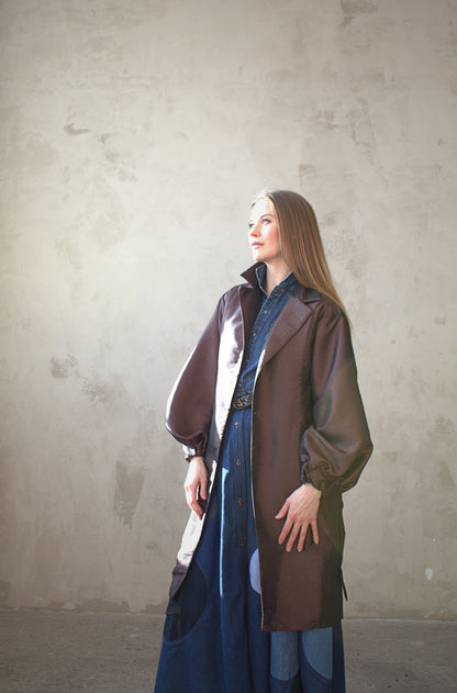 Edit Trench with Lightweight Tafetta Chocolate Sizes XS-3X #CTEC