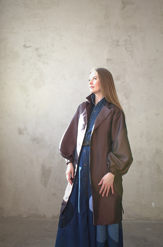 Edit Trench with Lightweight Tafetta Chocolate Sizes XS-3X #CTEC