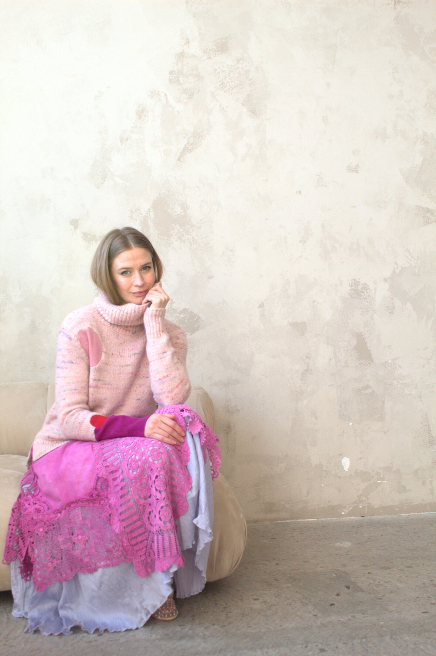 Abstract Art Patched Upcycled Cashmere Sweater XL/2X #CASX2X1