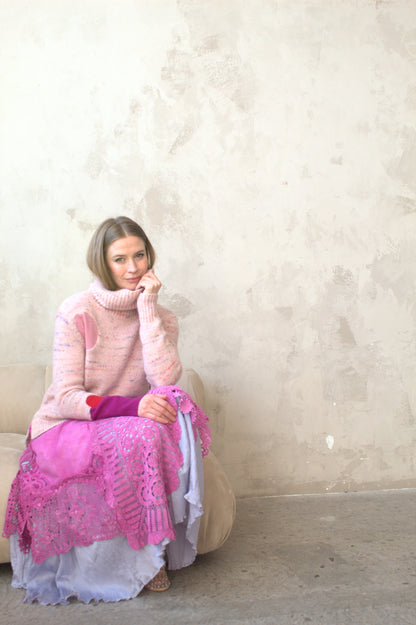 Abstract Art Patched Upcycled Cashmere Sweater XL/2X #CASX2X1