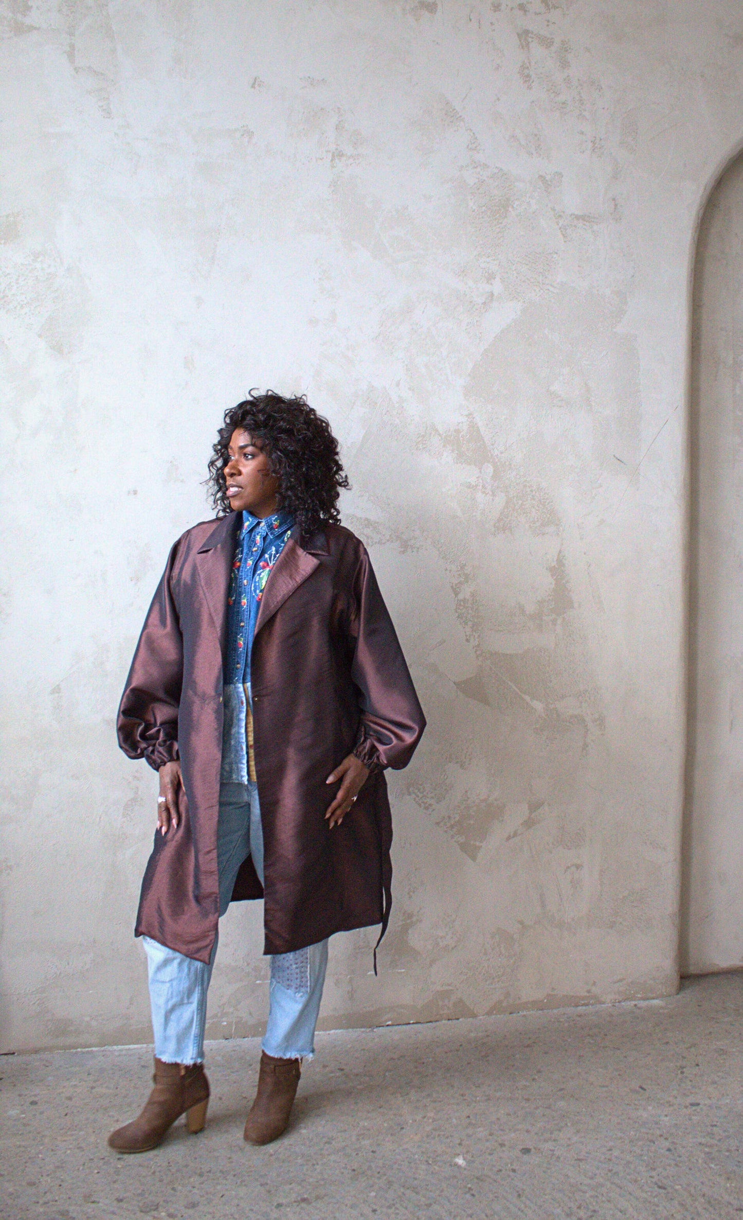 Edit Trench with Lightweight Tafetta Chocolate Sizes XS-3X #CTEC