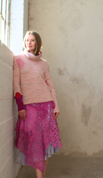 Abstract Art Patched Upcycled Cashmere Sweater XL/2X #CASX2X1