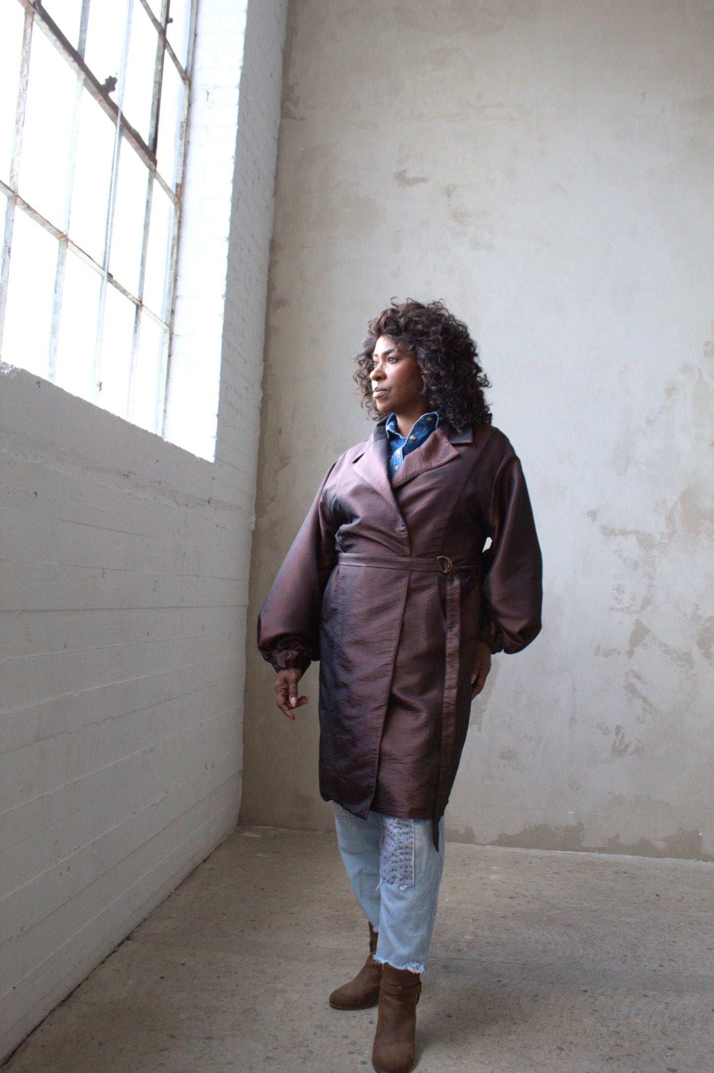 Edit Trench with Lightweight Tafetta Chocolate Sizes XS-3X #CTEC