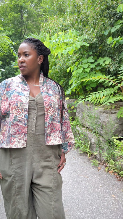 Vivianne Jacket Upcycled Floral Lightweight Cotton Size 2X/3X #VIVC1