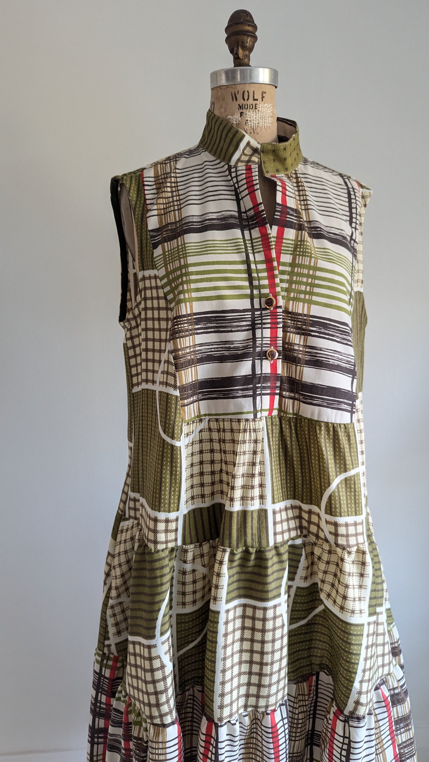 Carrie Dress - One of a Kind Upcycled & Vintage Textiles Size L/XL #CAR15