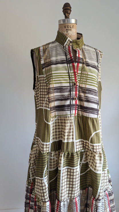 Carrie Dress - One of a Kind Upcycled & Vintage Textiles Size L/XL #CAR15