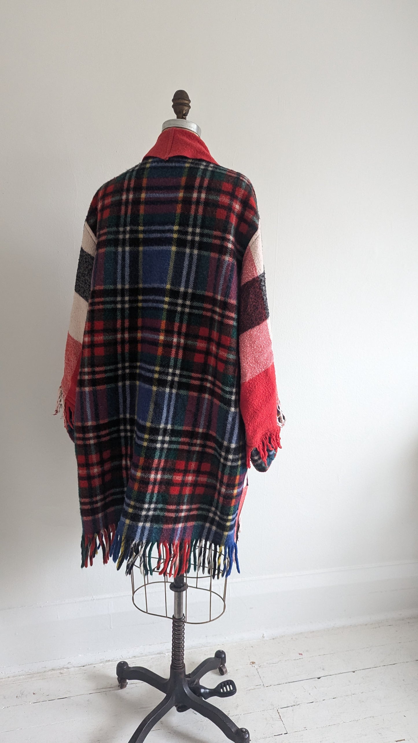 Vivianne Fringed Jacket with Upcycled Vintage Wool Blanket Size XL/2X #VIVW26