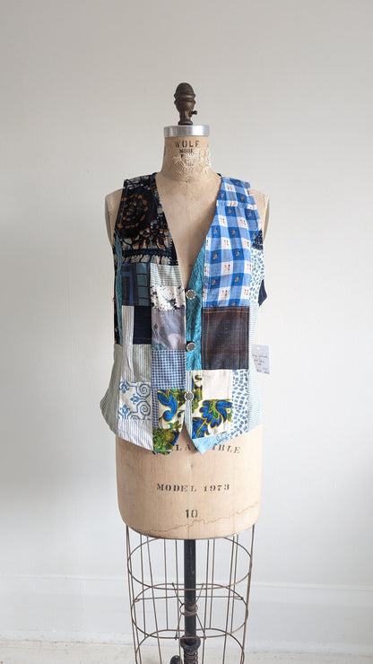 Margo Vest with Patchworked Upcycled Textiles XS/S #MARGOV3