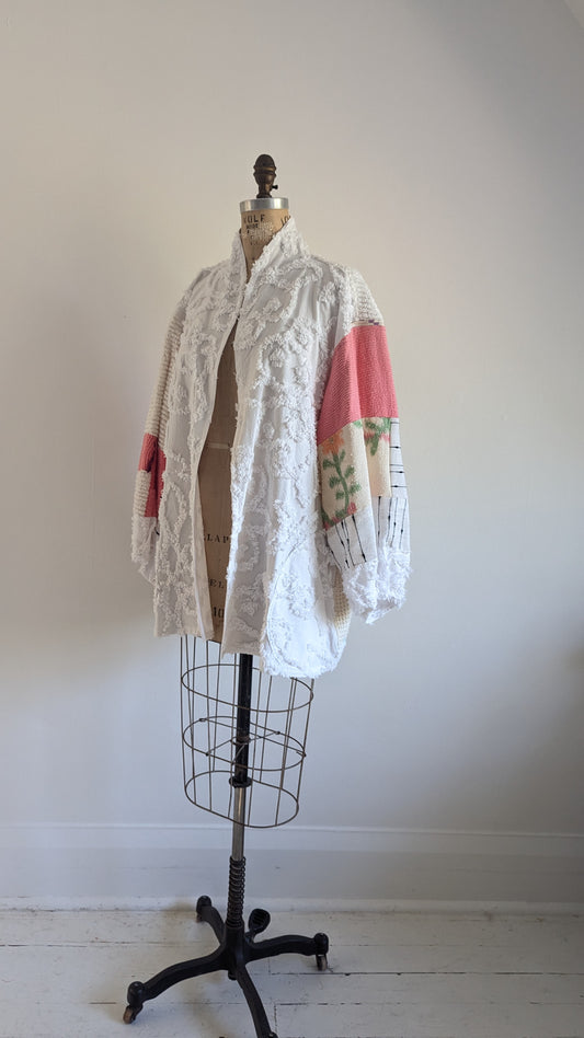 Vivianne Jacket with Upcycled Vintage Chenille and Afghan Patchwork Size 2X/3X #VIVCH11