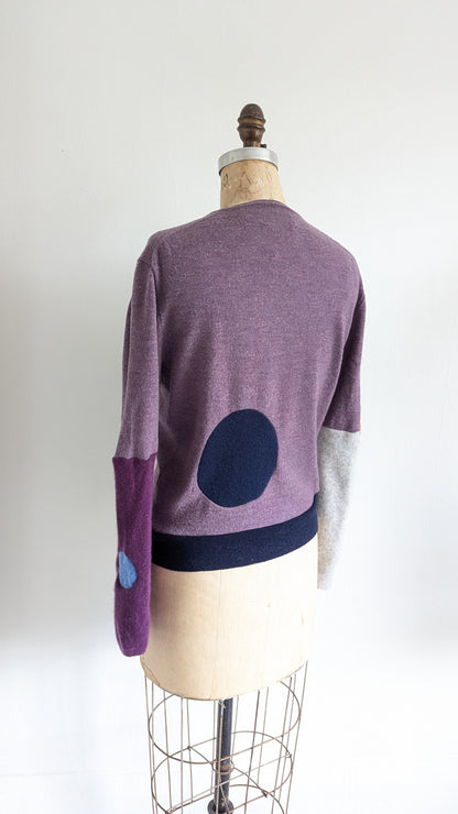 Abstract Art Patched Upcycled Cashmere Sweater Size L/XL #ART11