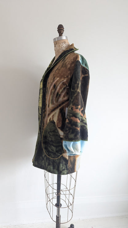 Vivianne Jacket with Upcycled Fleece Throw Blanket Caribou Size XS/S #VIVFLE3