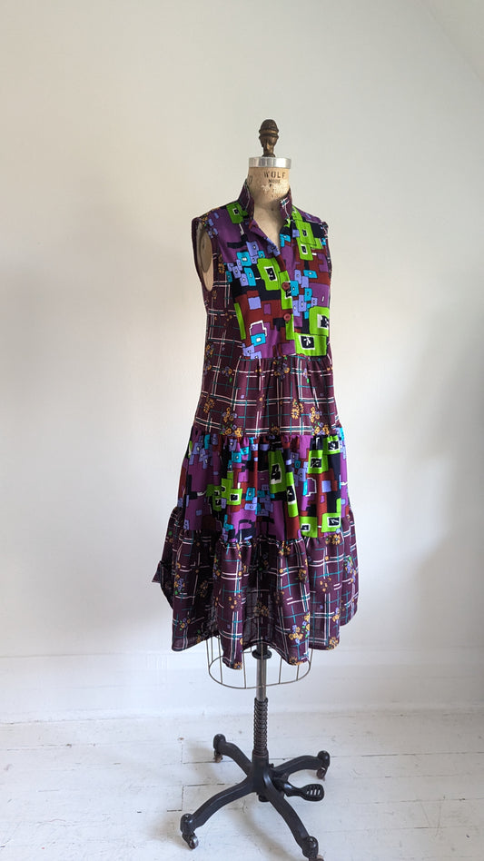 Carrie Dress - One of a Kind Upcycled & Vintage Textiles Size XS #CAR17