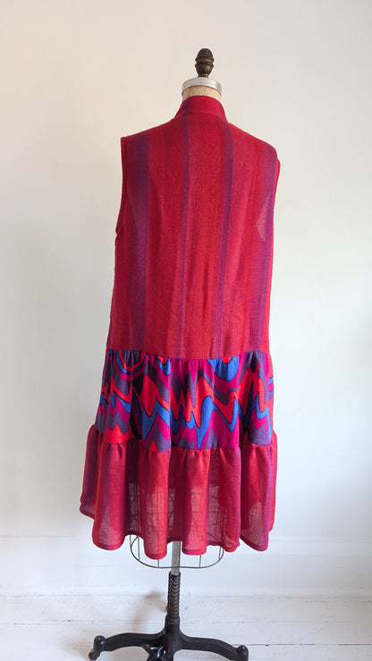 Carrie Dress - One of a Kind Upcycled & Vintage Textiles Size L/XL #CAR3