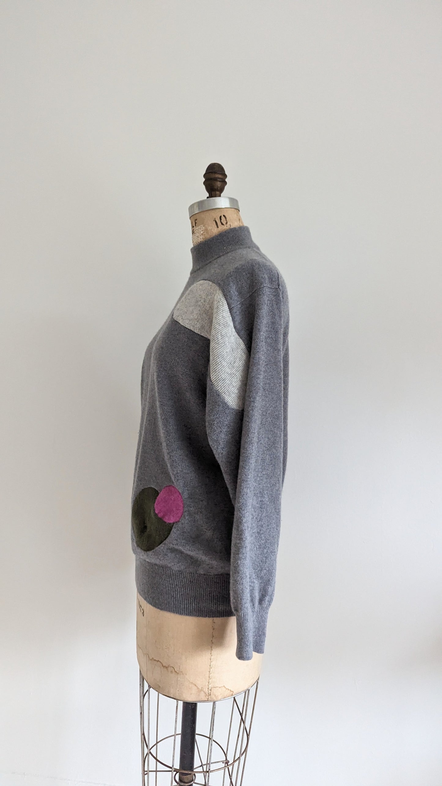 Abstract Art Patched Upcycled Cashmere Sweater M/L #ART16