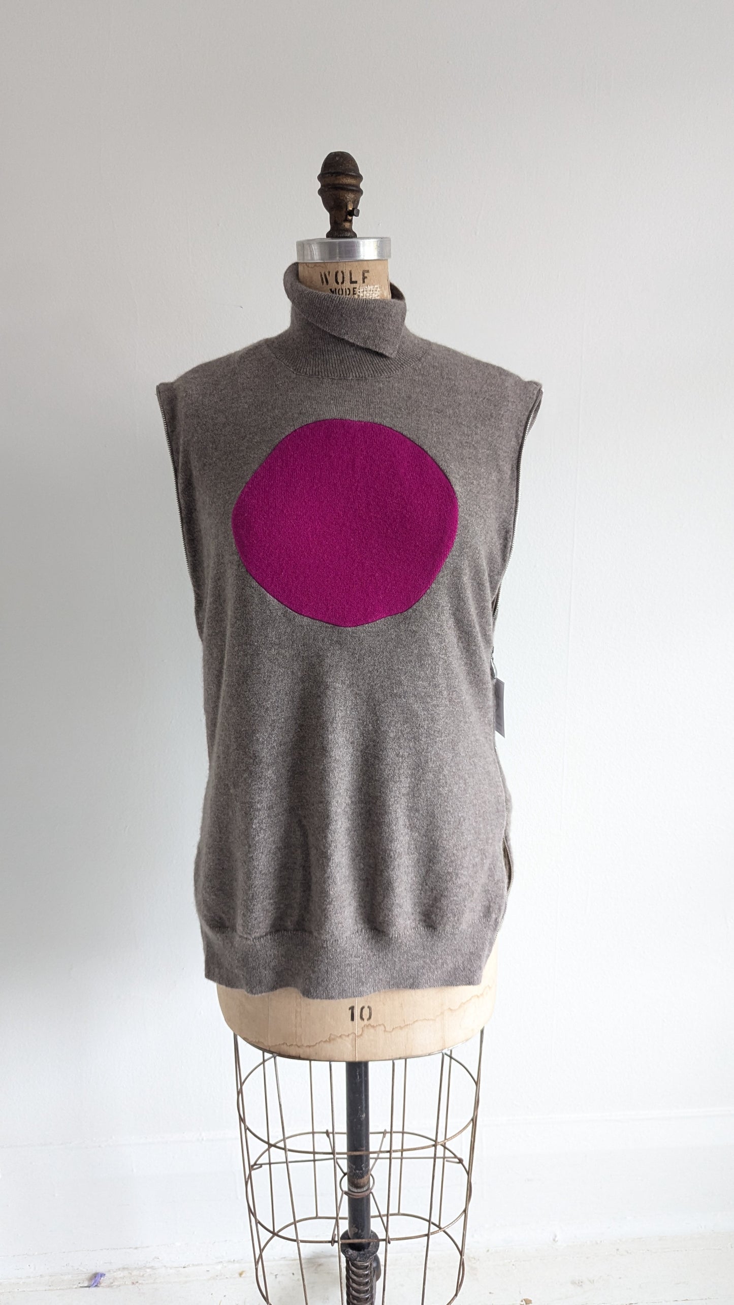 Abstract Art Patched Upcycled Neiman Marcus Cashmere Vest Size L/XL #ARTV9