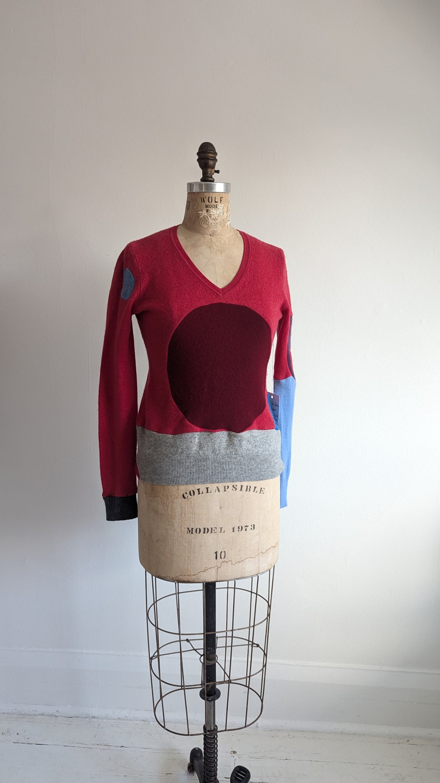 Abstract Art Patched Upcycled Cashmere Sweater XS/S #ART12