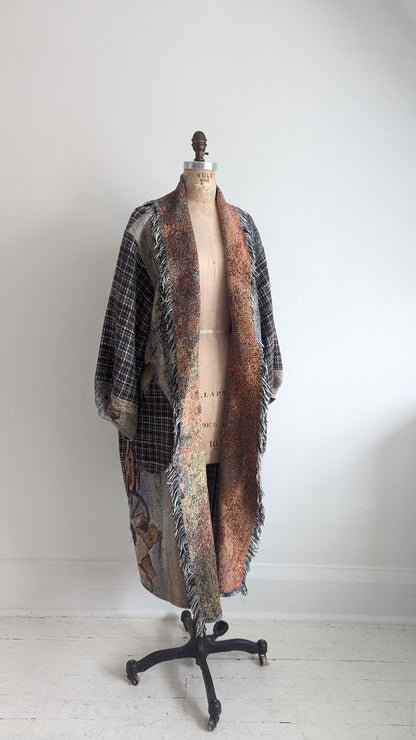 Vivianne Duster with Upcycled Throw Blanket & Tweed Size XL/2X #VIVC16