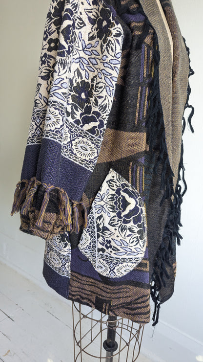 Vivianne Jacket with Upcycled Throw Blankets M/L #VIVT4