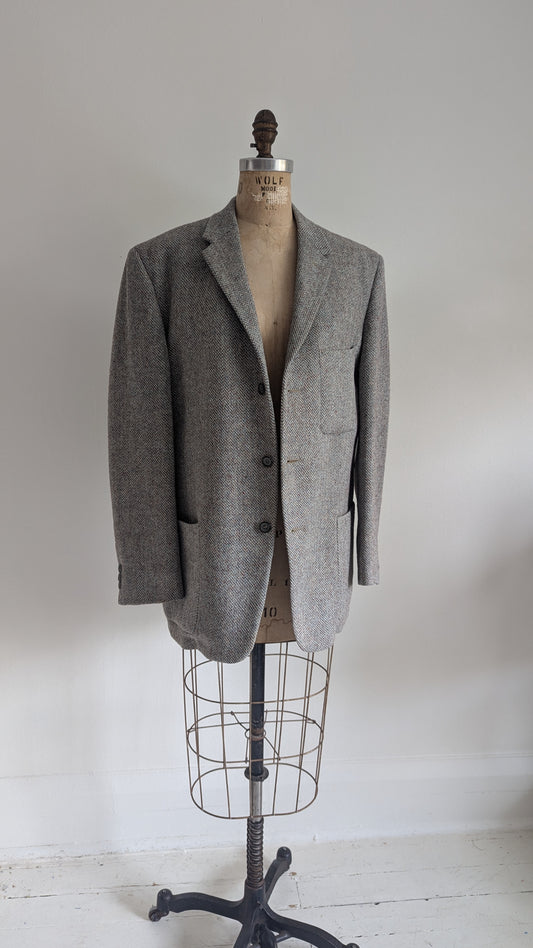 Vintage Harris Tweed Scottish Wool Made in Scotland Blazer Size L/XL #VIN12