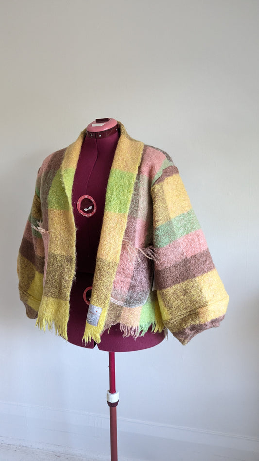 Vivianne Cropped Jacket with Upcycled Vintage Mohair Blanket Size XL/2X #VIVW20