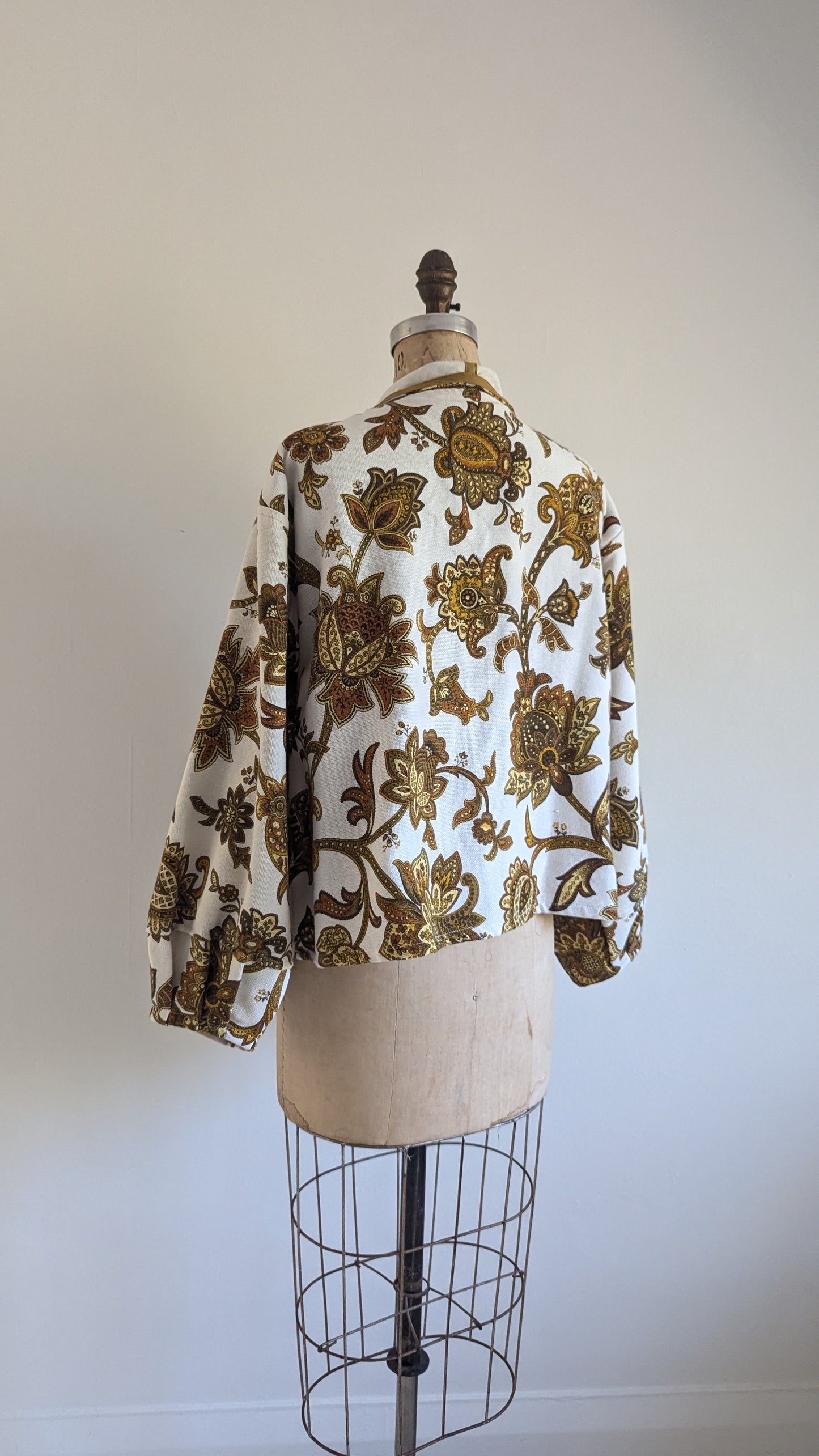 Vivianne Cropped Jacket with Upcycled Vintage Lined Drapery Size 2X/3X #VIVC30