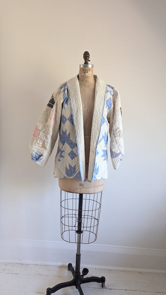 Vivianne Blazer Upcycled Antique Handmade Quilt Size S/M #VIVQ16