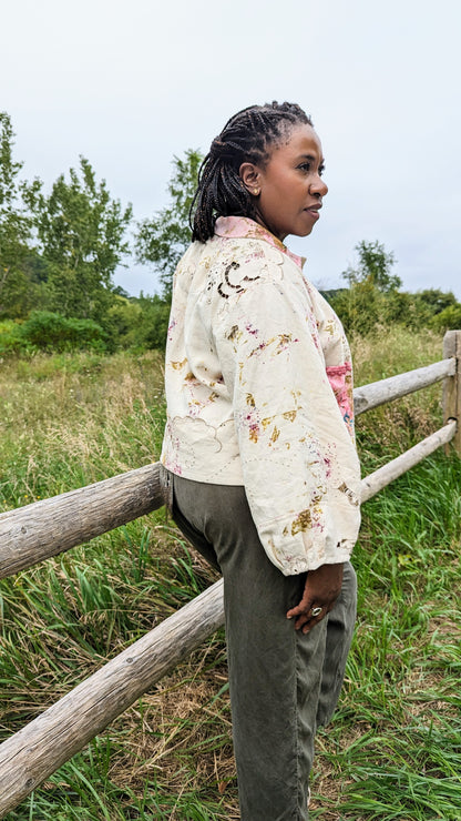 Inga Cropped Jacket with Naturally Dyed Vintage Cottons XL/2X #EOP14