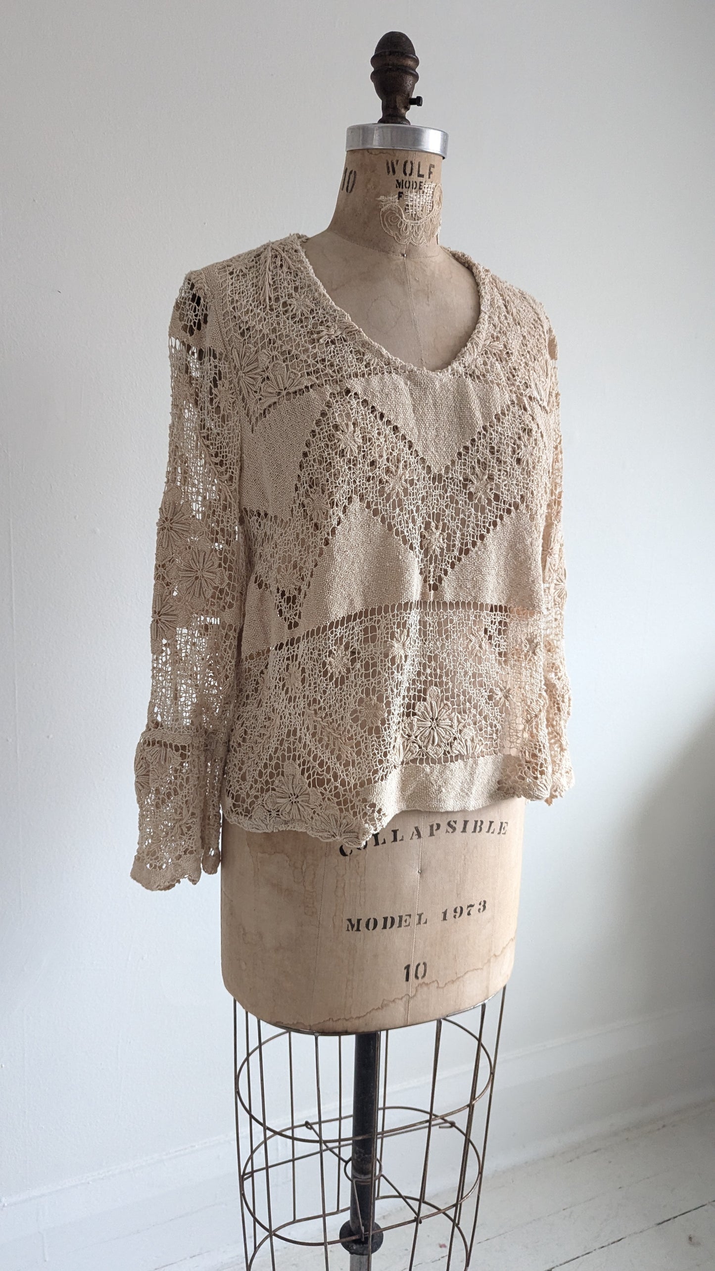 Chloe Top with Vintage Cotton Lace Size L #CHL1