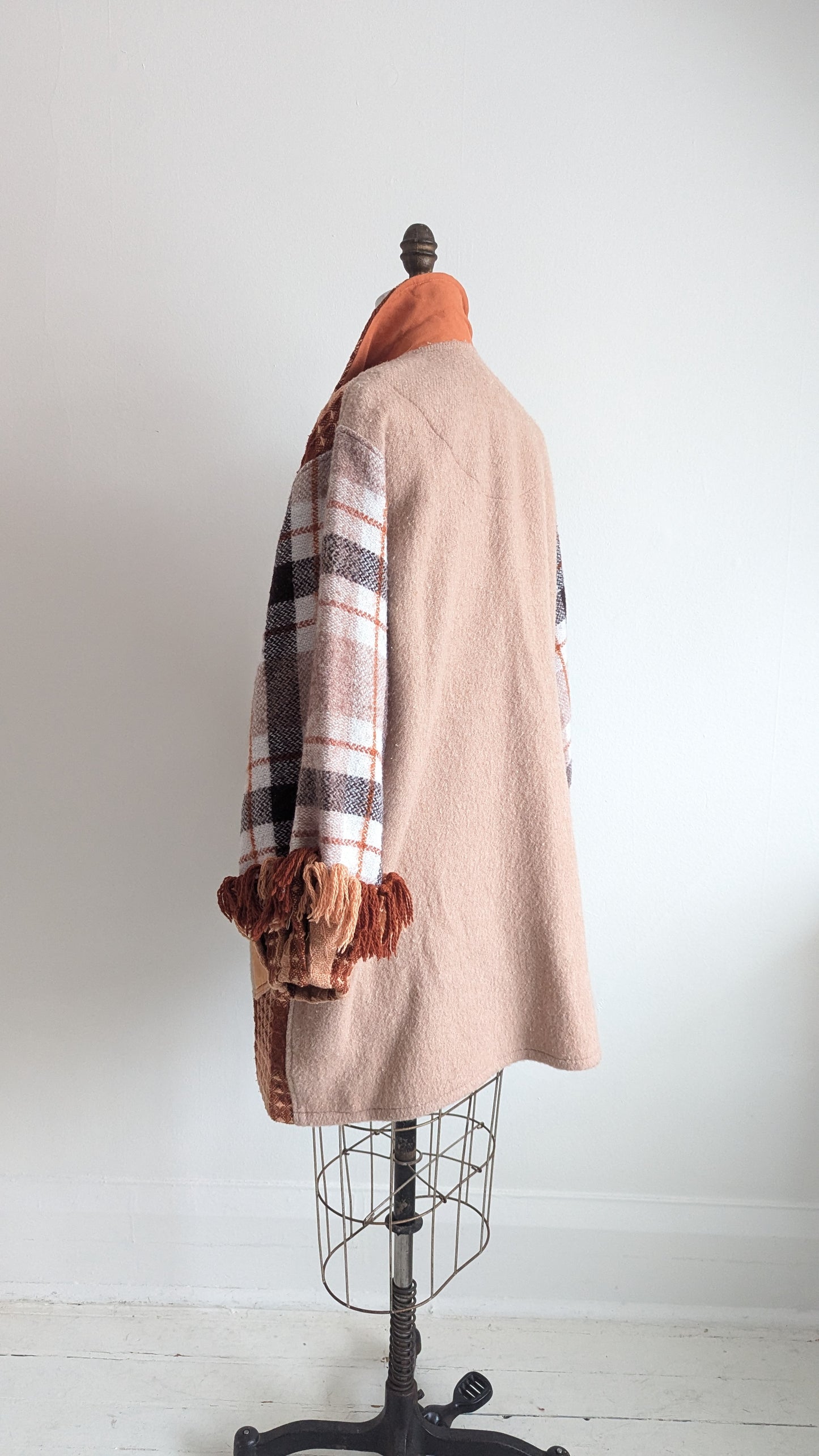 Inga Jacket with Upcycled Vintage Wool & Woven Blankets XL/2X #INGA11