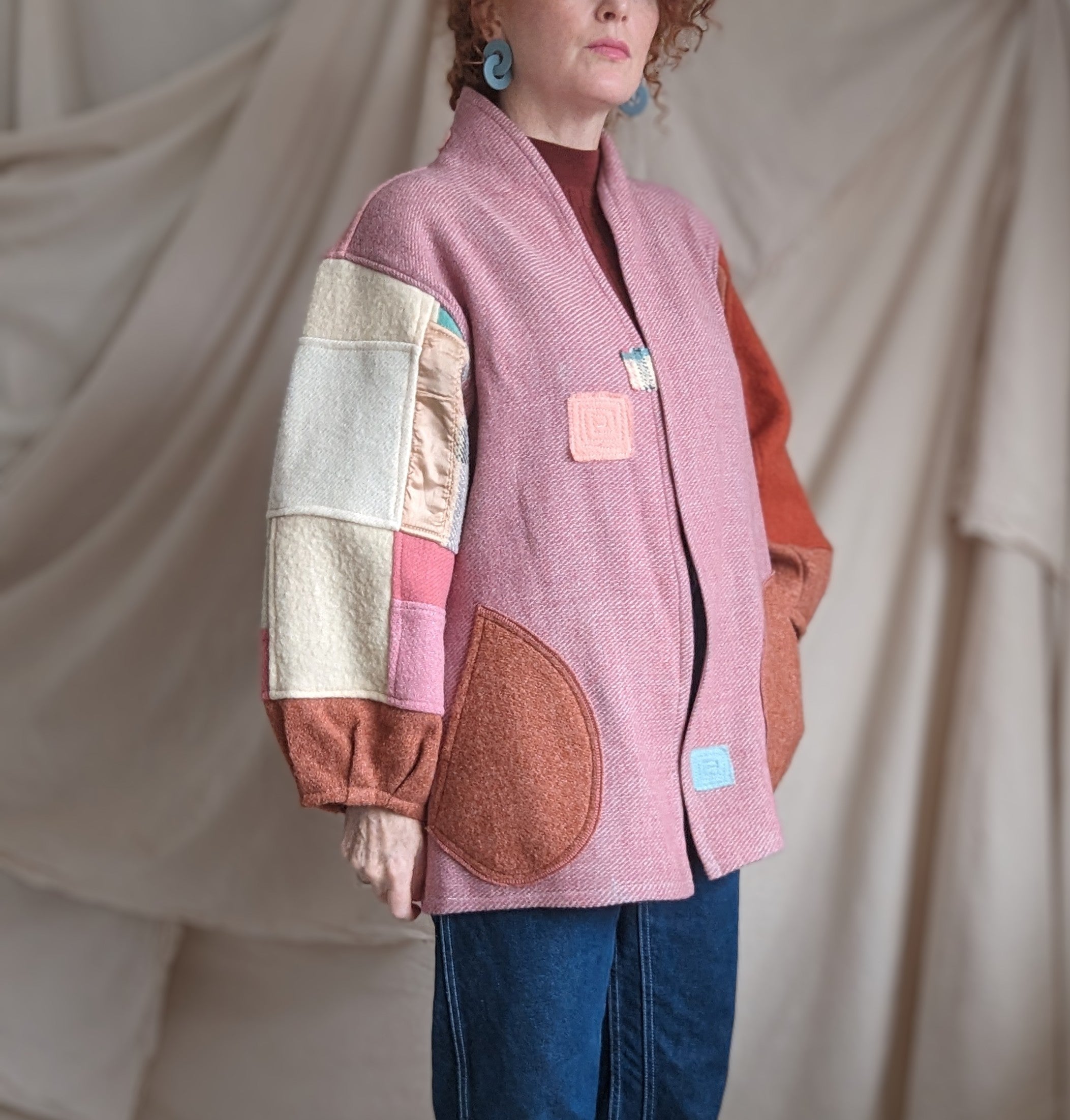 Vivianne Jacket with Upcycled Vintage Patchwork Wool Size M/L #VIVW5