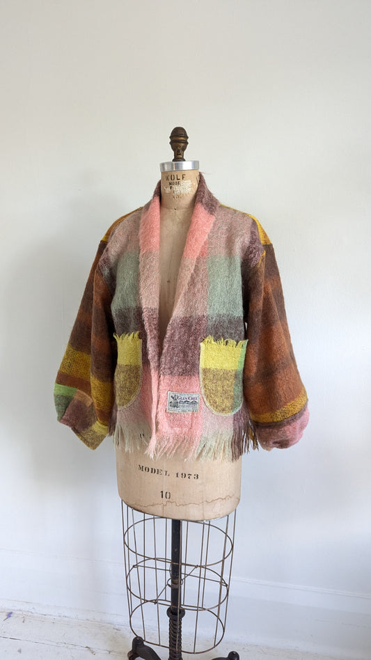 Vivianne Cropped Jacket with Upcycled Vintage Mohair Blanket Size M/L #VIVW18