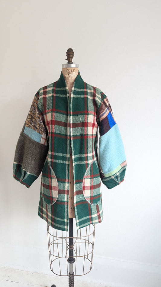 Vivianne Jacket with Upcycled Vintage Patchwork Wool Size S/M #VIVW24