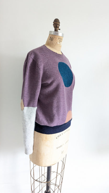 Abstract Art Patched Upcycled Cashmere Sweater Size L/XL #ART11