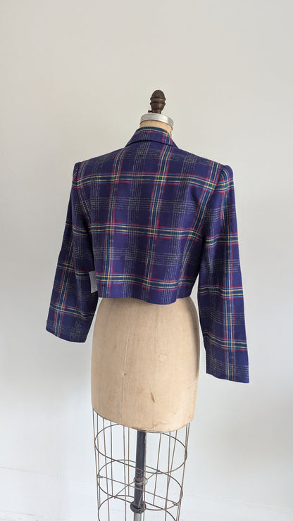 Vintage Simon Chang Cropped Blazer Wool Made in Hong Kong Blazer Size M/L #VIN10