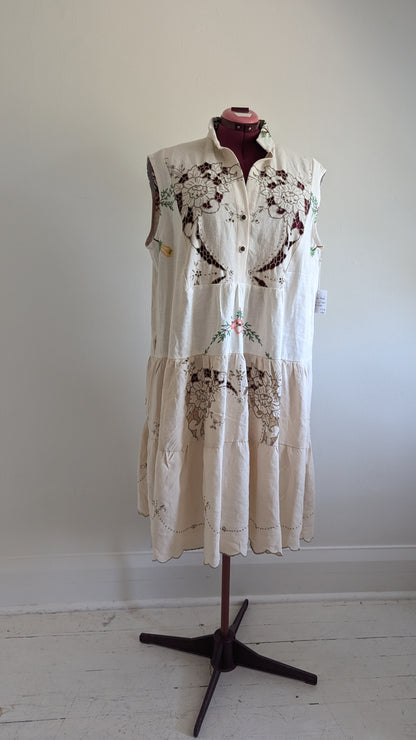 Carrie Dress - One of a Kind Upcycled & Vintage Cotton & Linen  Size 2X/3X #CAR18