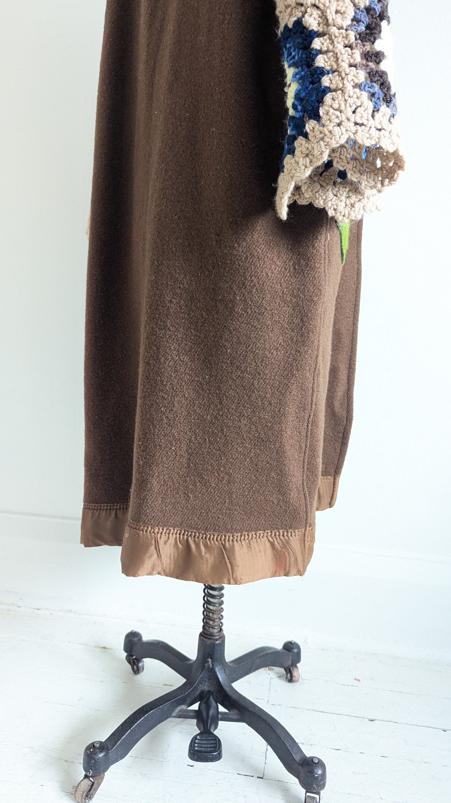 Vivianne Duster with Upcycled Vintage Wool & Crocheted Sleeves Size M/L #VIVW20