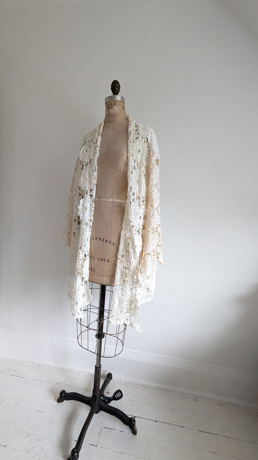 Vivianne Jacket Upcycled Crochet & Damask Size 2X/3X #VIVCR11