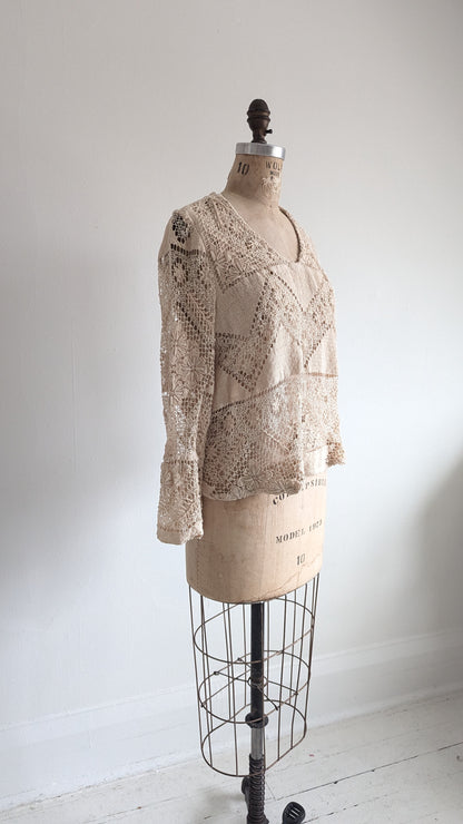 Chloe Top with Vintage Cotton Lace Size L #CHL1